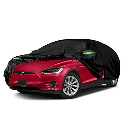 Housse de voiture imperméable de rechange pour Tesla Model X 2015-2024, toutes saisons, avec porte zippée, maille ventilée et port de charge pour protection contre la neige, la pluie, la poussière, la