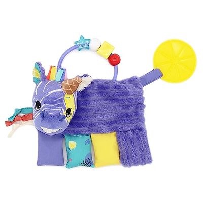 LES DEGLINGOS - Hochet d'Activités Kiprokos le zèbre - Violet - Jouet d'éveil pour bébé avec anneau de dentition - Idée cadeau - Dès la naissance -17cm