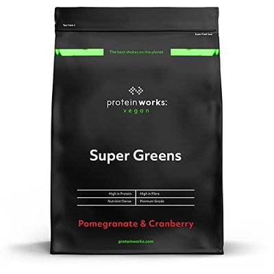Protein Works - Super Greens Powder , Nutrient Dense Detox Shake , Supports Immune System , Vegan , 41 Shakes , Pomegranate & Cranberry , 500g