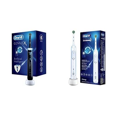 Oral-B Genius X Brosse à dents Electrique, 1 Manche Noir Rechargeable avec Intelligence Artificielle, 1 Tête de rechange & Genius X Brosse à Dents Électrique Rechargeable avec 1 Manche Intelligence