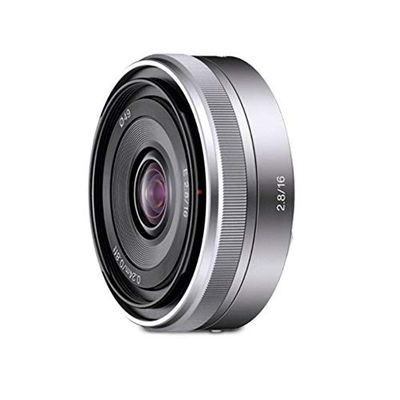 Sony SEL16F28 - Alvo para Sony (distância focal fixa 16 mm, abertura f/2,8-22, diâmetro: 49 mm) prateado