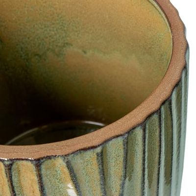 Alexandra House Living Lot de 2 Pots de Fleurs en céramique à Rayures Vertes