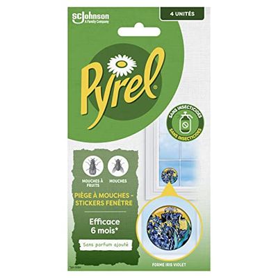 Pyrel Piega per mosche e mosche per frutta – Adesivo Finestre Iris Viola X4