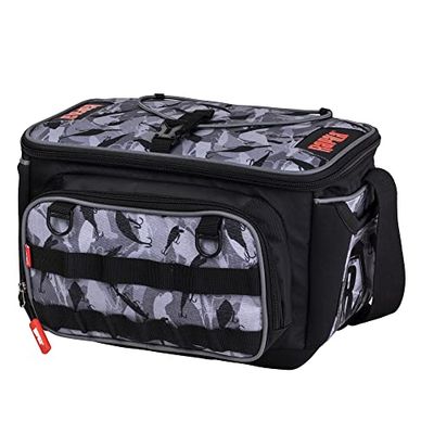 Rapala, LureCamo Vistas met opbergvakken, visaccessoires, Lite-formaat, waterdicht materiaal, verstelbare gevoerde schouderriem, meerdere vakken, 35 x 25 x 22 cm, grijs/zwart