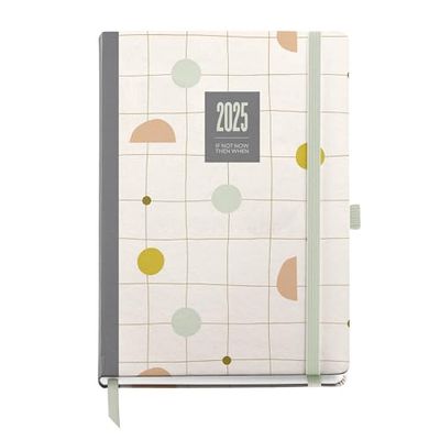 Miquelrius - 2025 Diary, 155 x 213 mm, Day Page Agenda, Laminated Cardboard Cover, Spiral, Elastic Closure, Paper 80 g/m², Catalan, English and Portuguese, Silvia