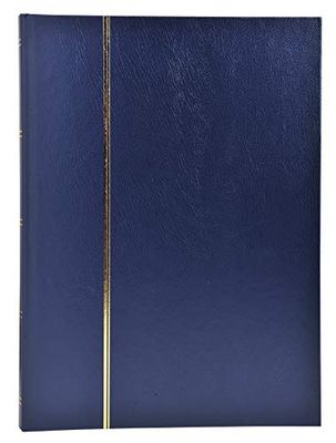 Exacompta - Ref 26154E - 1 klassiskt frimärksalbum - 48 svarta sidor - Utvändiga mått : 22,5 x 30,5 cm - Pärm i läderimitation - 9 acetatremsor - Blå färg
