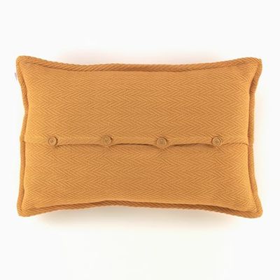 Funda de cojín Maia color mostaza. 50x75 cm. Tejido jacquard