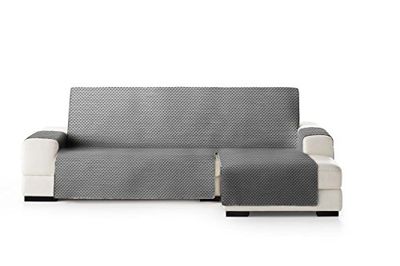 Eysa - Capa de Chaise longa prática reversível, extra 290 cm, direita, cor cinzento-escuro/cinzento claro