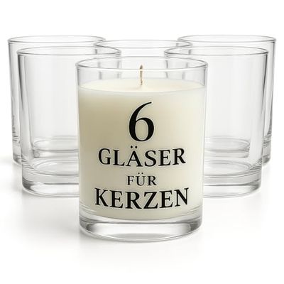 Glasmark KROSNO 1992 Paquete de 6 Tarros de Cristal Transparente para Hacer Velas Bricolaje 275 ml
