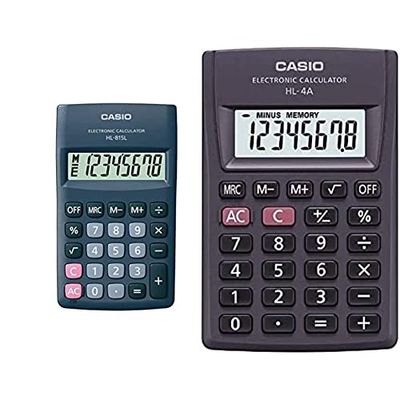 Casio HL-815L calcolatrice tascabile - Display a 8 cifre, con radice quadrata, Nero & HL-4A Calcolatrice tascabile Antracite Display 8 cifre