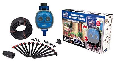 Aqua Control Irrigação por gotejamento para varandas-programador C4099N 12 conta-gotas autocompensantes de 2 l/h microtubo de 4 mm, multicolorido, kit C4061