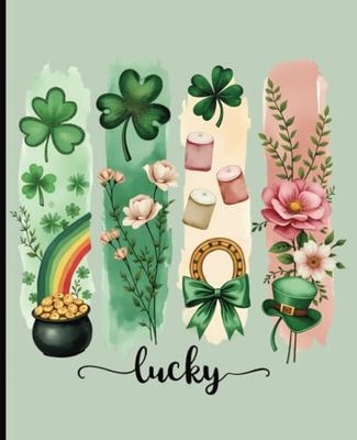 Composition notebook: Pretty St. Patricks Day Aesthetic | Wide ruled, 7.5 x 9.25, 110 Pages | For kids, teens and adults