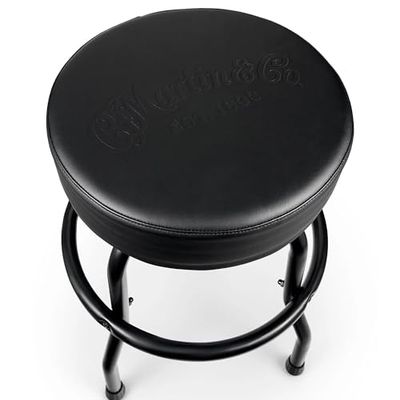 Martin - Tone On Tone Black Barstool; barkruk voor muzikanten; gevoerde zitting met zwart logo ton-sur-ton; 360 ° draaibaar; hoogte 61,6 cm; robuuste zwarte sokkel; eenvoudig te monteren