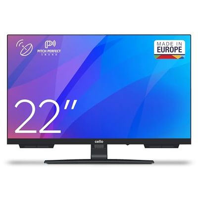 Cello C2224SH 22" FULL HD LED TV met frameloze drievoudige tuner DVB-C/-S2/-T2 "Pitch Perfect Sound" Ideaal voor kleine ruimtes Made in Europe [2024], DVB-S