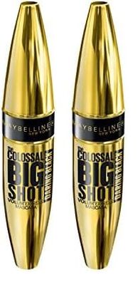 Maybelline New York Mascara The Colossal Big Shot, Maxi Scovolino per un Volume Colossale, Daring Black, 9,5 ml (Confezione da 2)