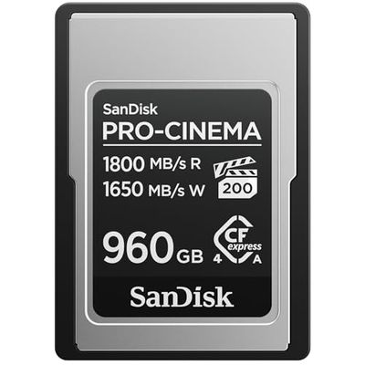 SanDisk PRO-CINEMA CFexpress Type A Card 960GB (read speeds up to 1800MB/s, write speeds up to 1650MB/s, 4K, 6K, 8K, VPG200, Rescue PRO)