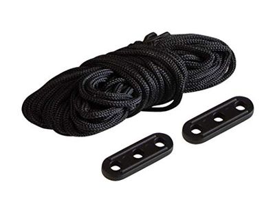 Windhager Variabel bevestigingskoord, scheerlijnen voor tenten, scheerlijnen, tentkoord, touwspanner, tentlijn, spansnoer voor zonnezeil, 6 stuks + 2 spanners, 07264, zwart
