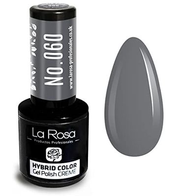 LA ROSA UV LED Smalto Gel Hybrid Color CREMA - A Lunga Durata e Molto Facile da Applicare, Perfetto per la Nail Art - Fai da Te a Casa o in Salone - 9 ml (Grigio Scuro)
