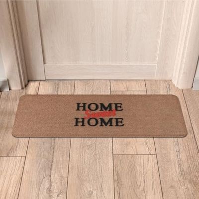Comart - Zerbino Henry - 25x70 cm - Asciugapassi Sintetico per Entrata - Tappeto Impermeabile e Antiscivolo - Assorbente e Antipioggia - per Ingresso Esterno o Interno - Home Sweet Home - Beige