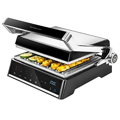 Cecotec Elektrische Grillplaat Rock’nGrill Smart. 2000 W, Autocook Systeem, Temperatuur regelt in functie, RockStone coating, 180º Graden Opening, Nero Acciaio inossidabile