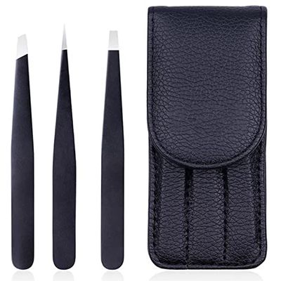 Stadux Professional Eyebrow Tweezers Set for Women & Men, Stainless Steel Precision Tweezers for Grooming, Plucking & Shaping