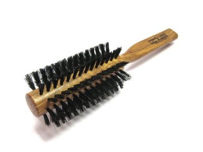 Golddachs Brosse ronde en bois d'olivier - Diamètre : 50 cm - Poils de sanglier - 10 rangées