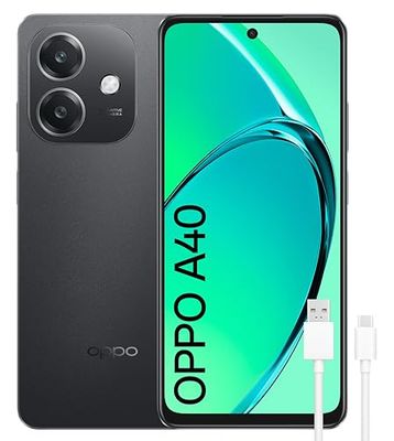 OPPO A40 - Smartphone Libre, 8GB(4GB+4GB) 128GB, Pantalla HD+ LCD 6.7", Cámara 50+2+8 MP, Android, Batería 5100mAh, Carga Rápida 45W - Negro