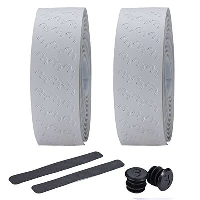 BBB Cycling Fietsstuurband antislip en schokdempend voor MTB racefiets en Urban Cycling incl. afplakband en stuurstop UltraRibbon Gel BHT-15G wit