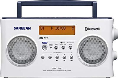 Sangean DPR-26BT bärbar DAB+ digitalradio (UKW-Tuner, Bluetooth, AUX-In) vit