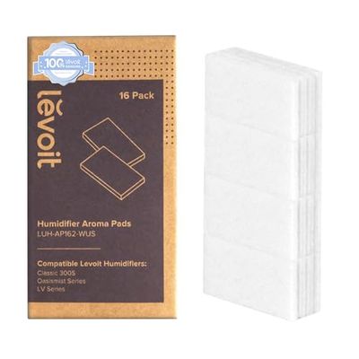 LEVOIT Paquete de 16 almohadillas de aroma para humidificador con difusor de aceite esencial, hacen que la fragancia sea más fuerte y de larga duración, compatible con Classic300S, OasisMist450S, LV600S, LV600HH, blanco