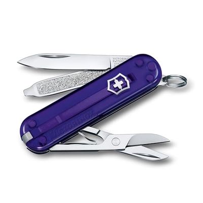 Victorinox Taschenmesser Classic SD, Klein (7 Funktionen, Klinge, Schere, Nagelfeile, Schraubendreher, Pinzette), 0.6223.T29G, Persian Indigo, 58 mm
