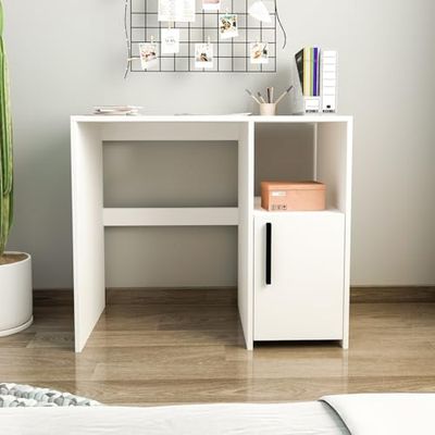 Modern Study Desk, Blanco, 90 x 77,8 x 45 cm, 100% melamina, Tablero de partículas Recubierto de melamina, 18 mm de Grosor, Elegante y Funcional para Oficina en casa y Estudio