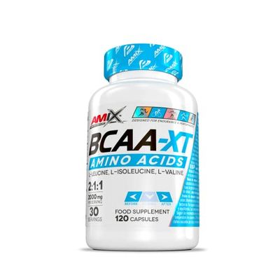 AMIX - BCAA Cápsulas - BCAA XT en Formato de 120 Cápsulas - Ayudan en la Síntesis de Proteínas - Mejoran la Recuperación y Regeneración Muscular - Aminoácidos BCAA