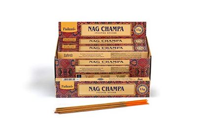 Tulasi Nag Champa, 15 Sticks x 12 Packs, Black, 180 Varillas