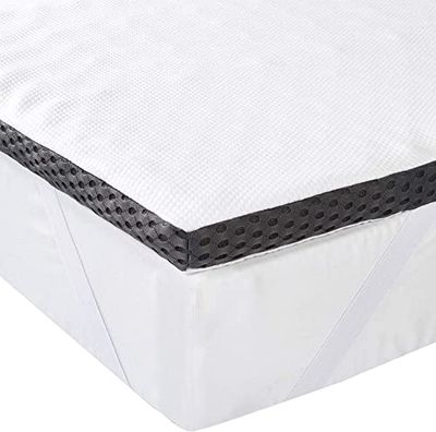 Amazon Basics Topper, comfortabel, traagschuim, met bandjes, 4 x 90 x 190 cm
