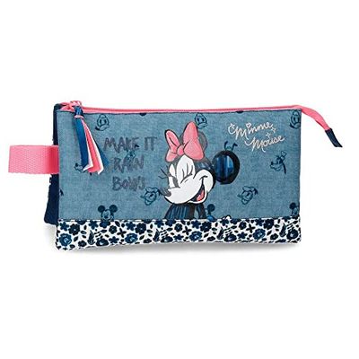 Disney Minnie Make it Rain Bows pennenetui, drievoudig, blauw, 22 x 12 x 5 cm, polyester