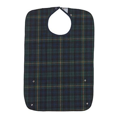 NRS Healthcare Heavy Duty Adult Bib with crumb catcher, Medium, Tartan