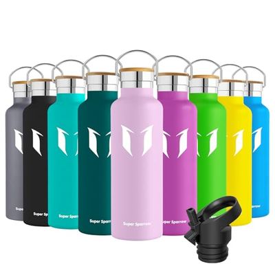 Super Sparrow Drinkfles - 750ml - RVS Waterfles met Herbruikbaar Rietje (2 Doppen), Lekvrij en Vacuüm-Geïsoleerd, BPA-vrij – Ideaal voor Sport & Outdoor