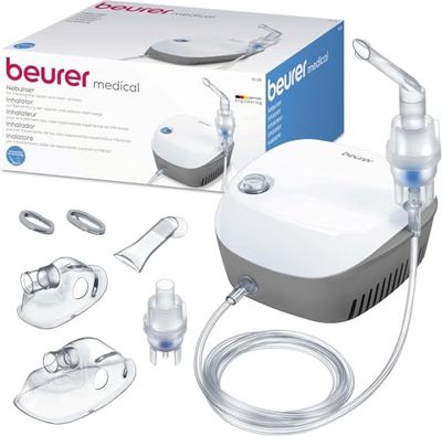 Beurer IH18 Home-Use Nebuliser | Electric Inhaler for nebulising Liquid Medication for colds, Asthma and Respiratory Diseases | Compressed air Technology | for Adults and Children | Medical Device