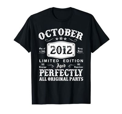 Octubre 2012 12 Años Cumpleaños Niño Fabricado En 2012 Camiseta