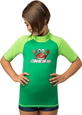 Cressi Rash Guard Short Jr, Maglia Protettiva in Tessuto Elastico con Protezione Solare UV (UPF) 50+ Bambini, Verde (Kelly/Kiwi), 9/10 140 cm