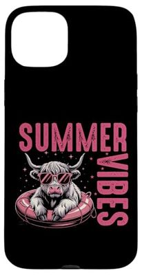 Summer Vibes Cool Cow Lunettes de soleil piscine Coque pour iPhone 15 Plus