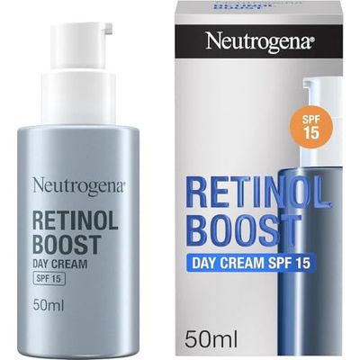 Neutrogena Retinol Boost Day Cream with SPF 15 (1x 50ml), Multi-Benefit Retinol Moisturiser to Reduce Fine Lines and Smooth Texture, Lightweight SPF Day Cream