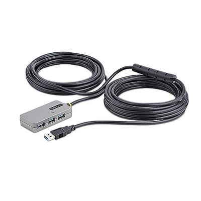 StarTech.com Hub USB-A à 4 Ports - Câble d'Extension USB 3.0 de 10m - Prolongateur USB Actif/Alimenté par Bus, Alimentation Optionnelle de 20W Incluse - Protection ESD Niveau 2 (U01043-USB-EXTENDER)