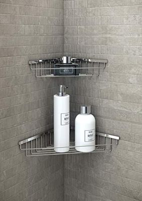 Bath + by Cosmic b-container – Conteneur de coin Chrome (25 x 25 x 6 cm)