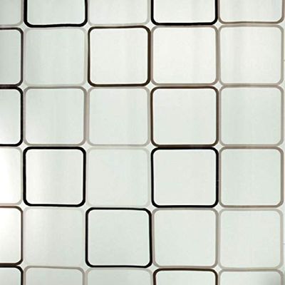 Spirella 180 x 200, Negro colección Frame, Cortina de Ducha Textil, 100% Polyester, PEVA