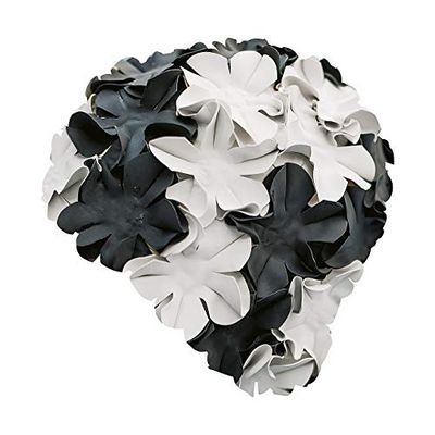Fashy Bloemen-rubberen badmuts, zwart/wit, 3191 22, eenheidsmaat