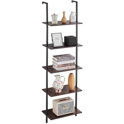 VEVOR Estantería de Pared de Madera Rústica Flotante de 5 Niveles, 44 x 30 cm, Estilo Industrial, con Forma de Tubo Cuadrado, para Exhibir Libros, para Cocina, Baño y Sala de Estar, Color Negro