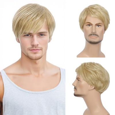 Kalyss Short Straight Men's Wig Blonde Heat Resistant Premium Synthetic Wig