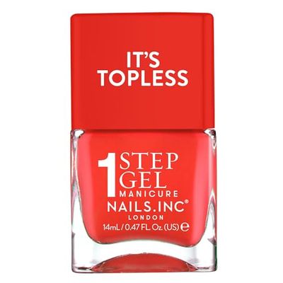 Nails Inc Topless Jennifer (rouge corail) – Vernis gel sans UV – Manucure en 1 étape jusqu’à 8 jours de tenue – Séchage rapide, végan & 21-free – Pour enfants & adultes – sans base ni top coat